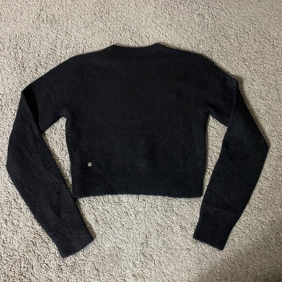 Lululemon Size M Alpaca Wool Blend Cropped Crewneck Sweater Black - Picture 2 of 6